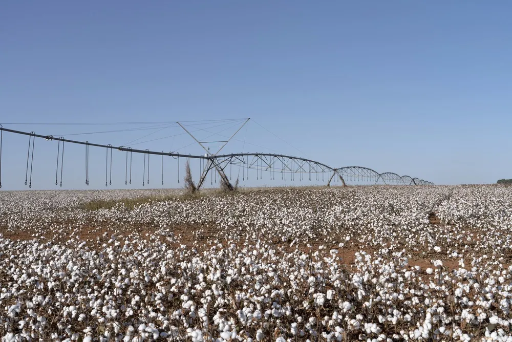 Center pivot irrigation gearbox application in cotton fields